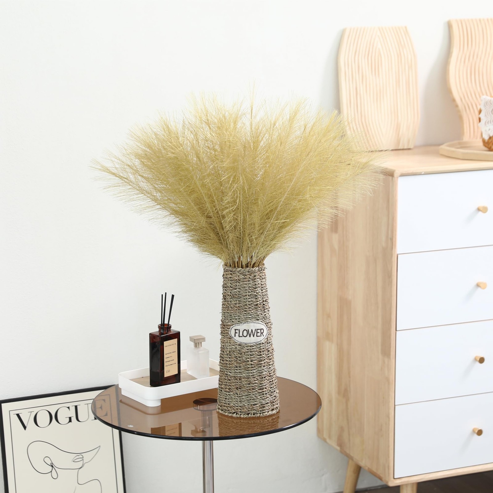 30 PCS Gold Faux Pampas Grass 24 Inch Wall Decor Mini Artificial Glam Room