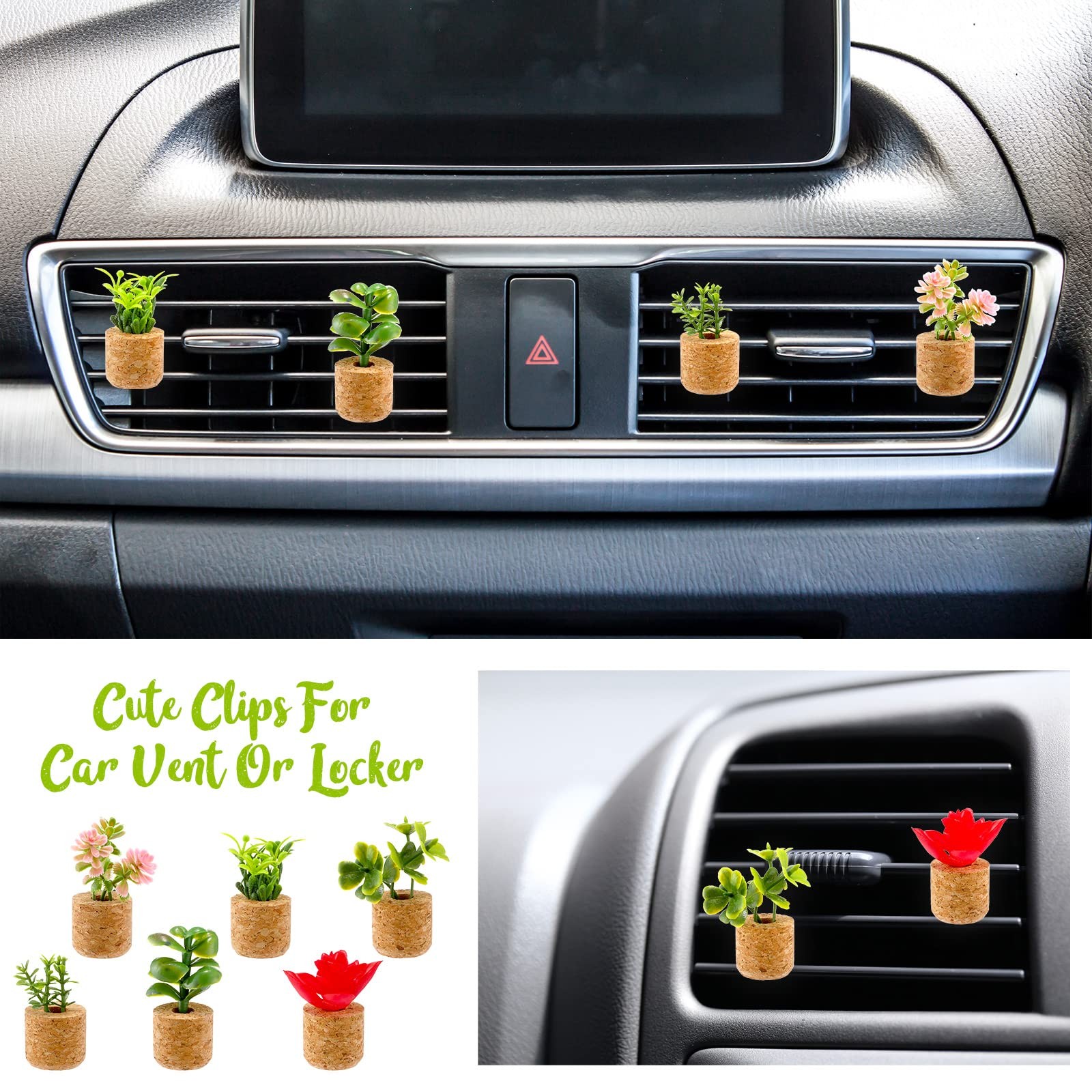 6 PCS Mini Succulent Car Vent Clips Accessories Artificial Plant Decor New