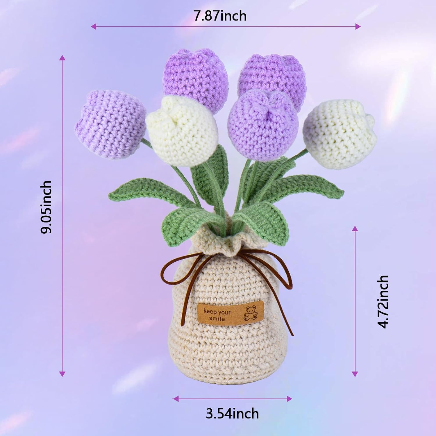 9″ Purple Crochet Tulip Bouquet in Vase – Forever Fresh Home Decor