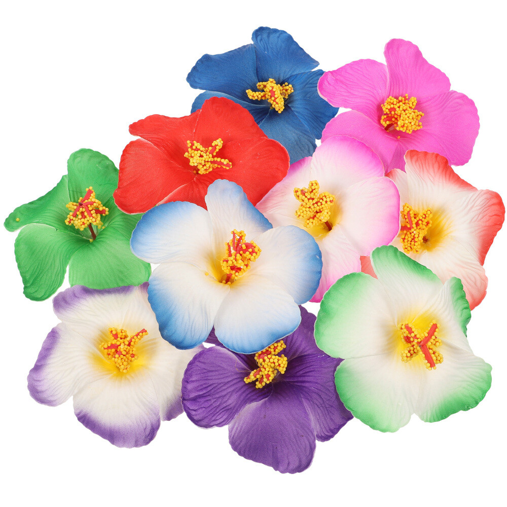 10Pcs Simulated Hibiscus Flower Eva Banquet Tropical Faux Hawaii Hibiscus Flower