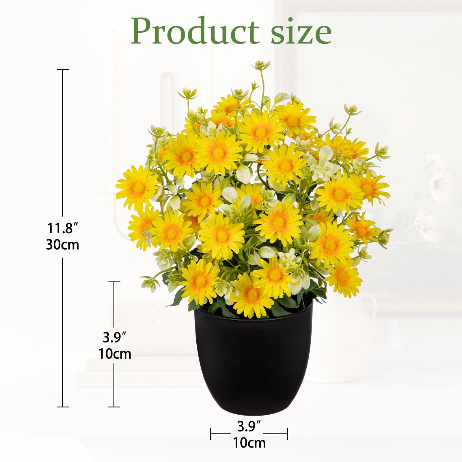 1 PCS Artificial Daisy Flowers Potted 12 Inch Yellow Silk Faux Plant Decor