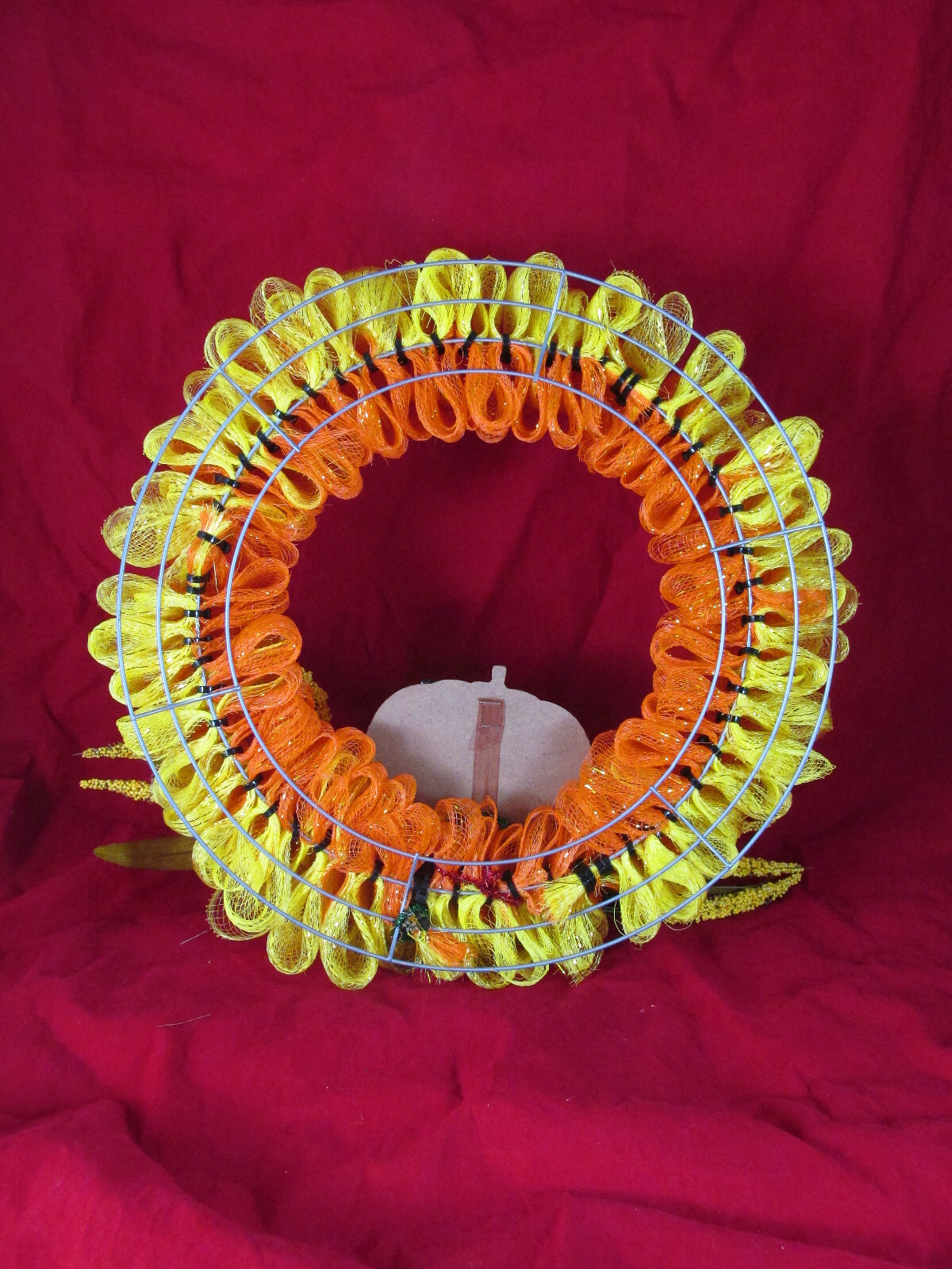 Orange and Yellow Deco Mesh Fall Bubble Wreath
