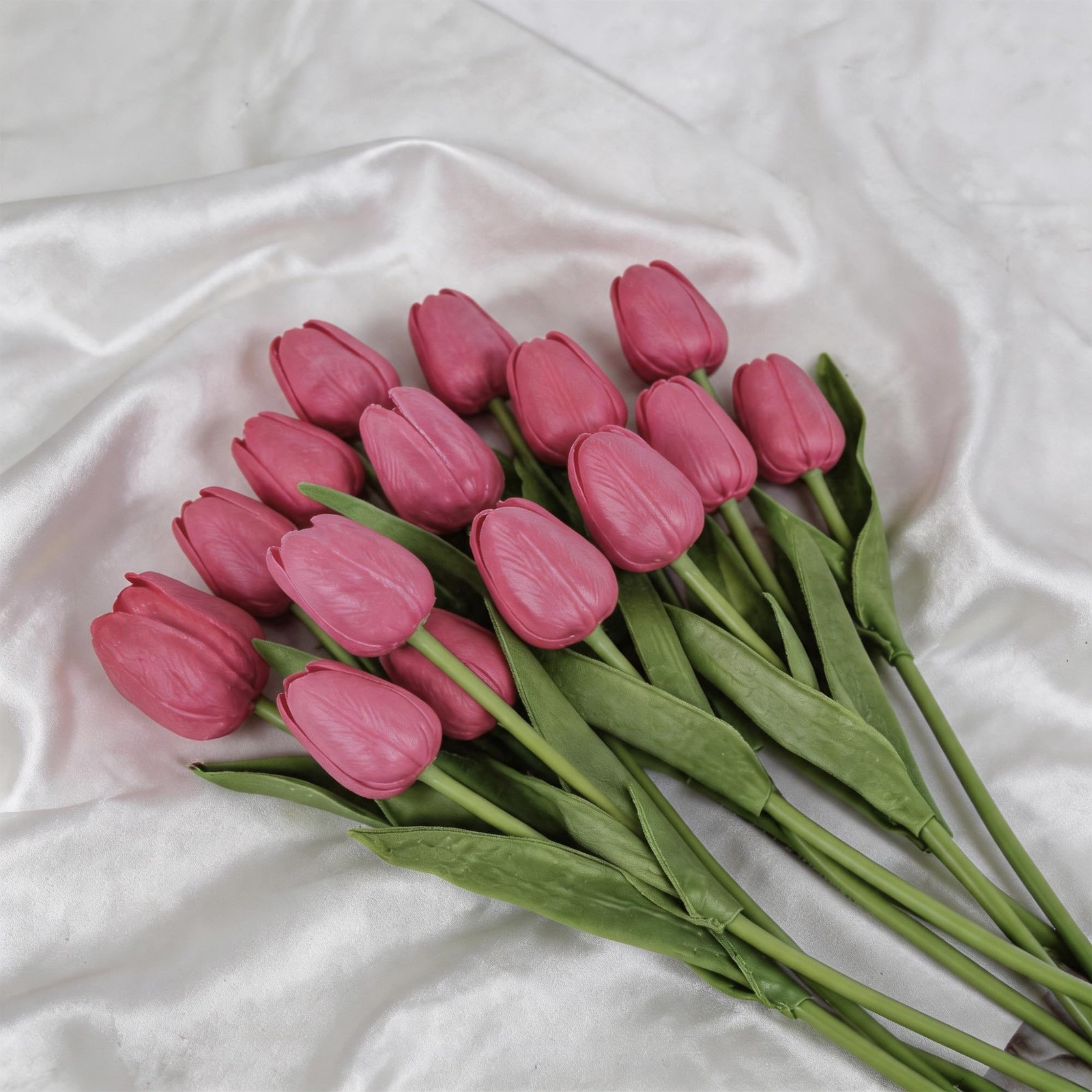 Artificial Tulip Flower Arrangement in Ceramic Vase with Rustic Heart Charm, …