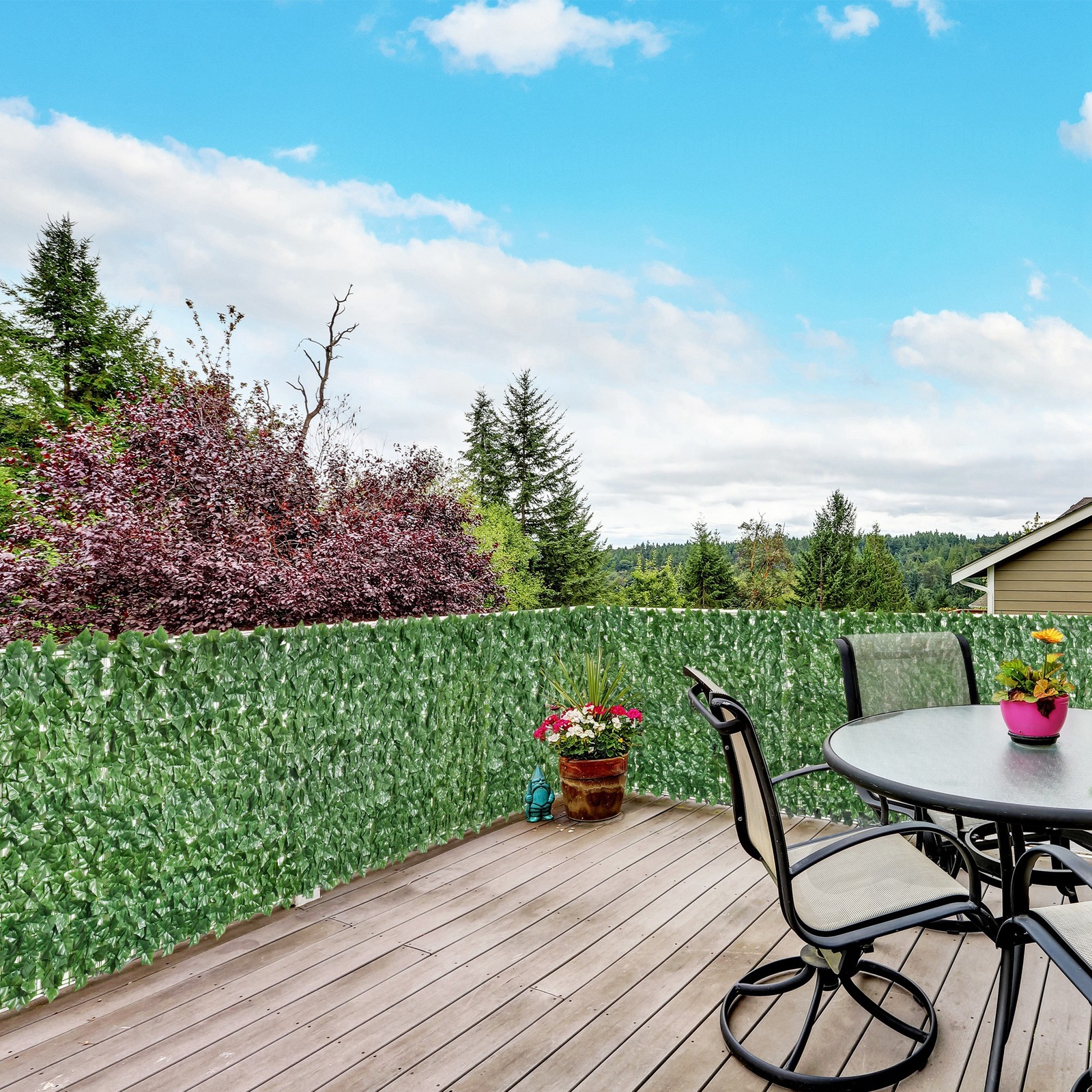 Artificial Ivy Vine Privacy Fence Screen, Faux Hedge Leaf, Outdoor Garden, Porch