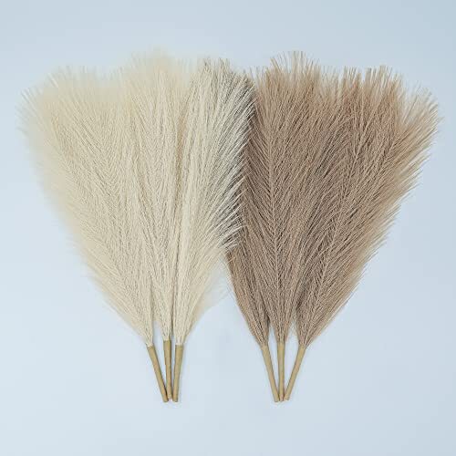 Faux Pampas Grass Decor. 6 Stems 17” Short Artificial Pampas Grass. Room PG-01