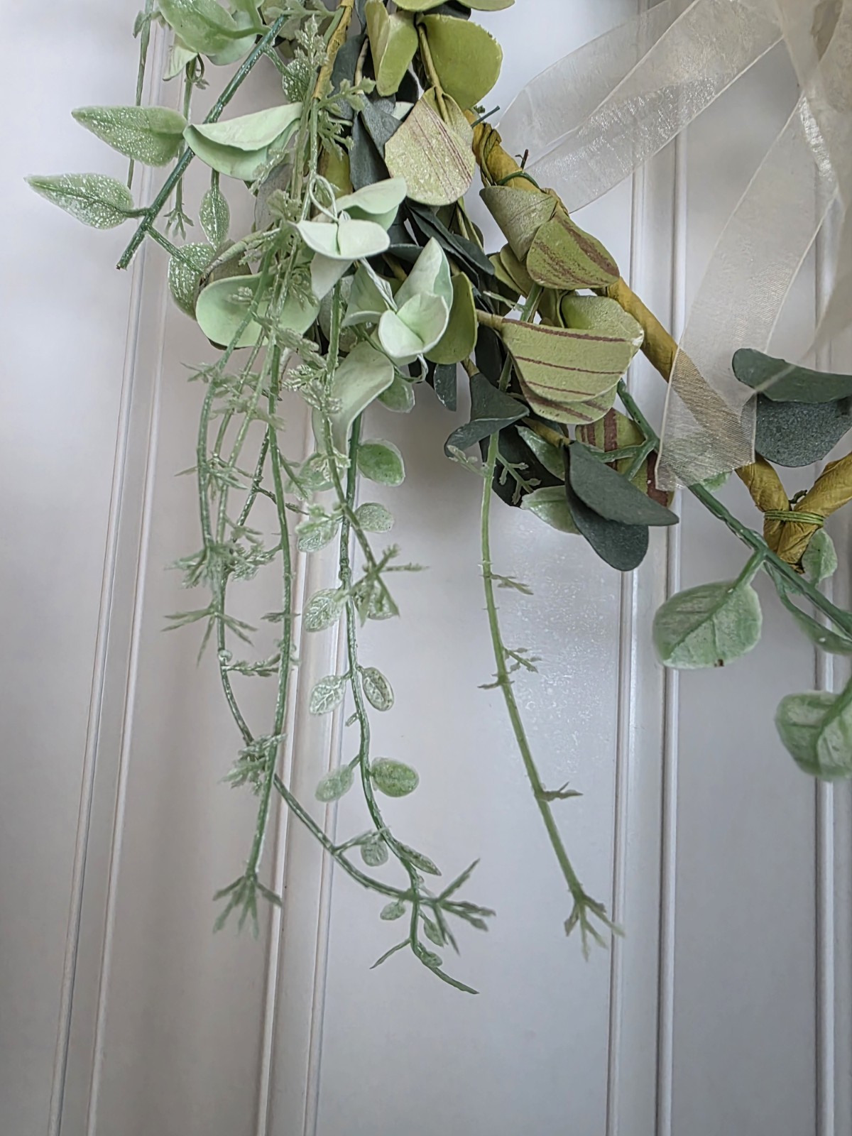 Faux Greenery Heart Shaped with Ribbon in Center Wall Decor Crafts or Gift
