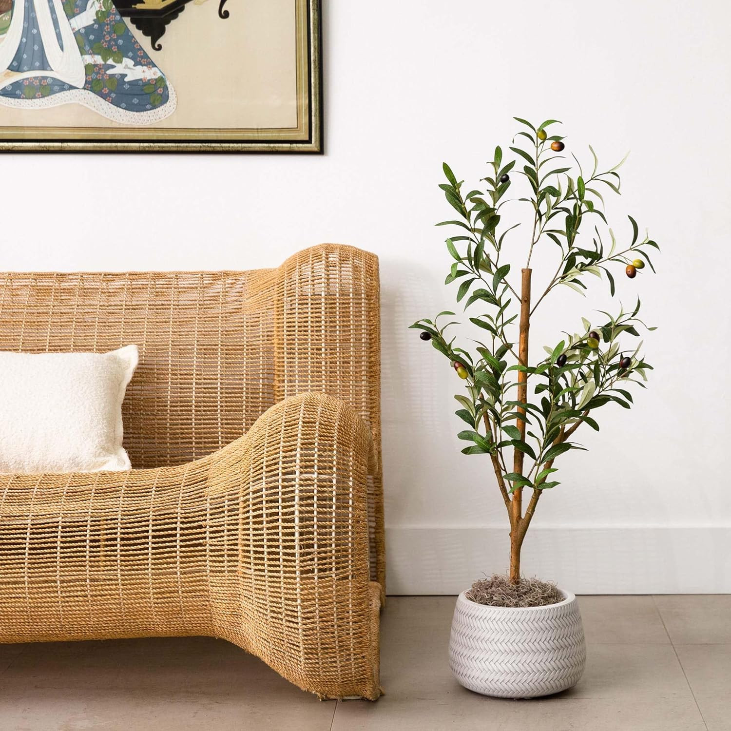Olive Tree – 3FT Tall Silk Faux Olive Tree for Home and Office Decor, Realistic