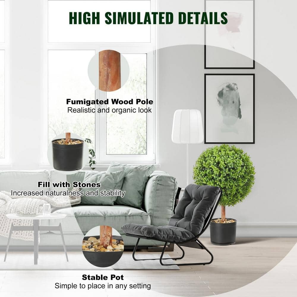 VEVOR 22 in. Green Boxwood Topiaries Ball-Shape Plant, 2-Piece
