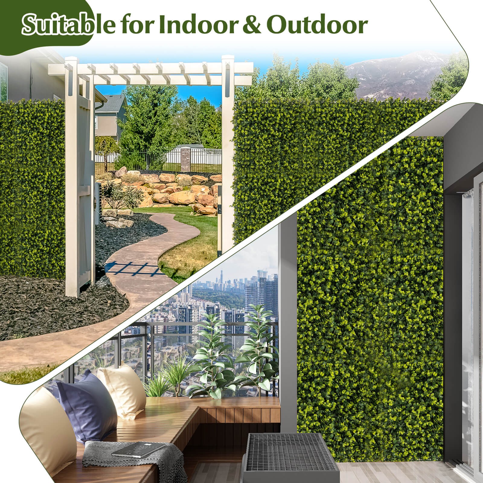 12 PCS 20″ x 20″ Artificial Hedge Boxwood Panels w/ Realistic Undulant surface