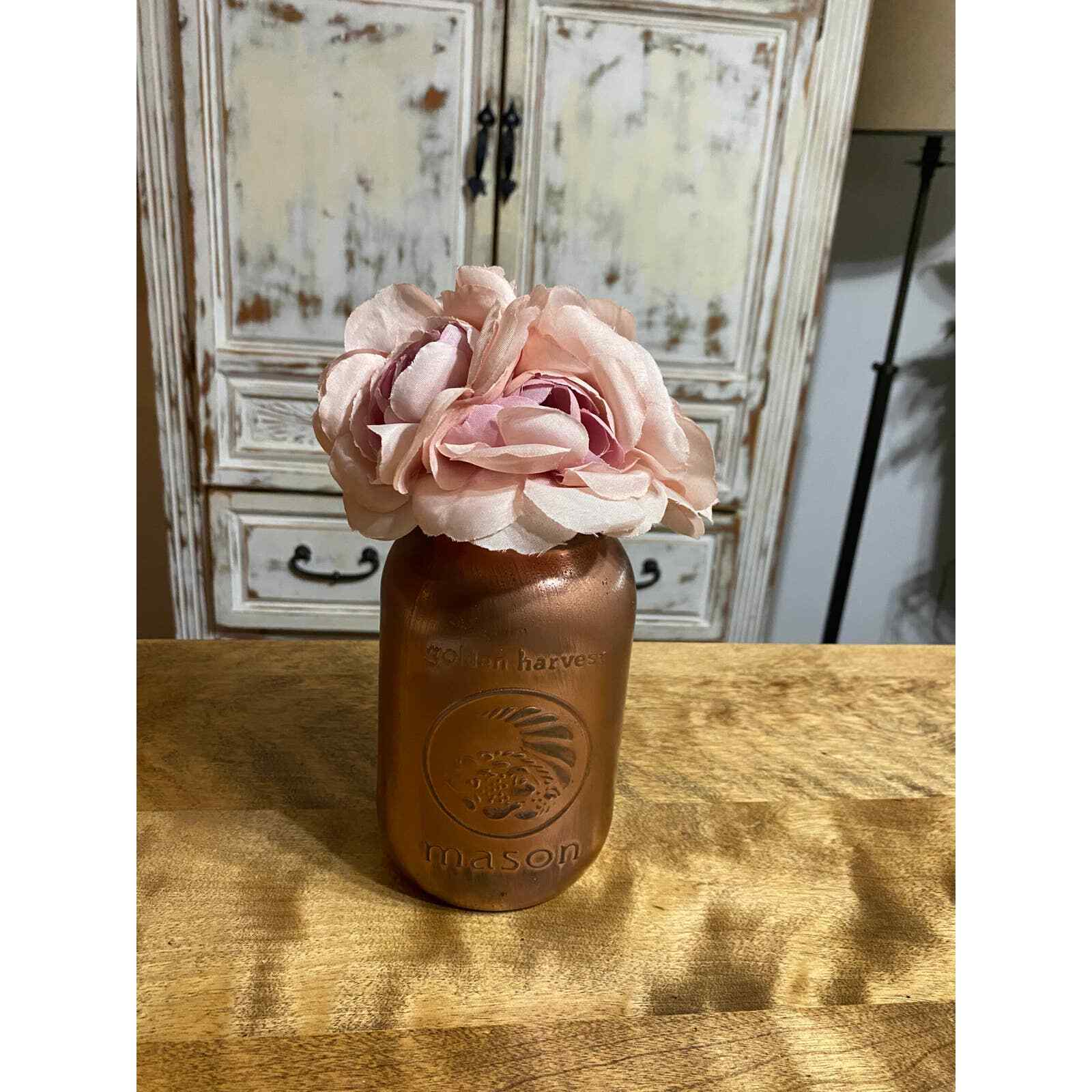 Metallic Rose Mason Jar Floral, Floral Arrangement, Floral Decor, Home Decor