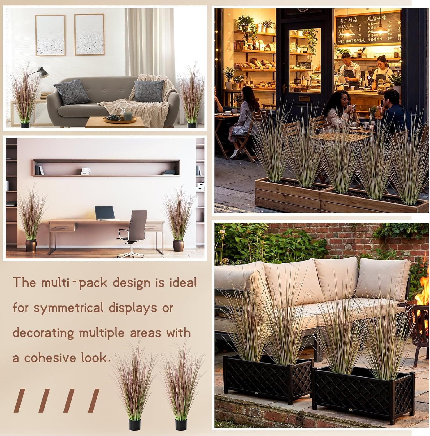 Tall Artificial Pampas Grass in Pot – 2 Pieces for Indoor/Outdoor Decor