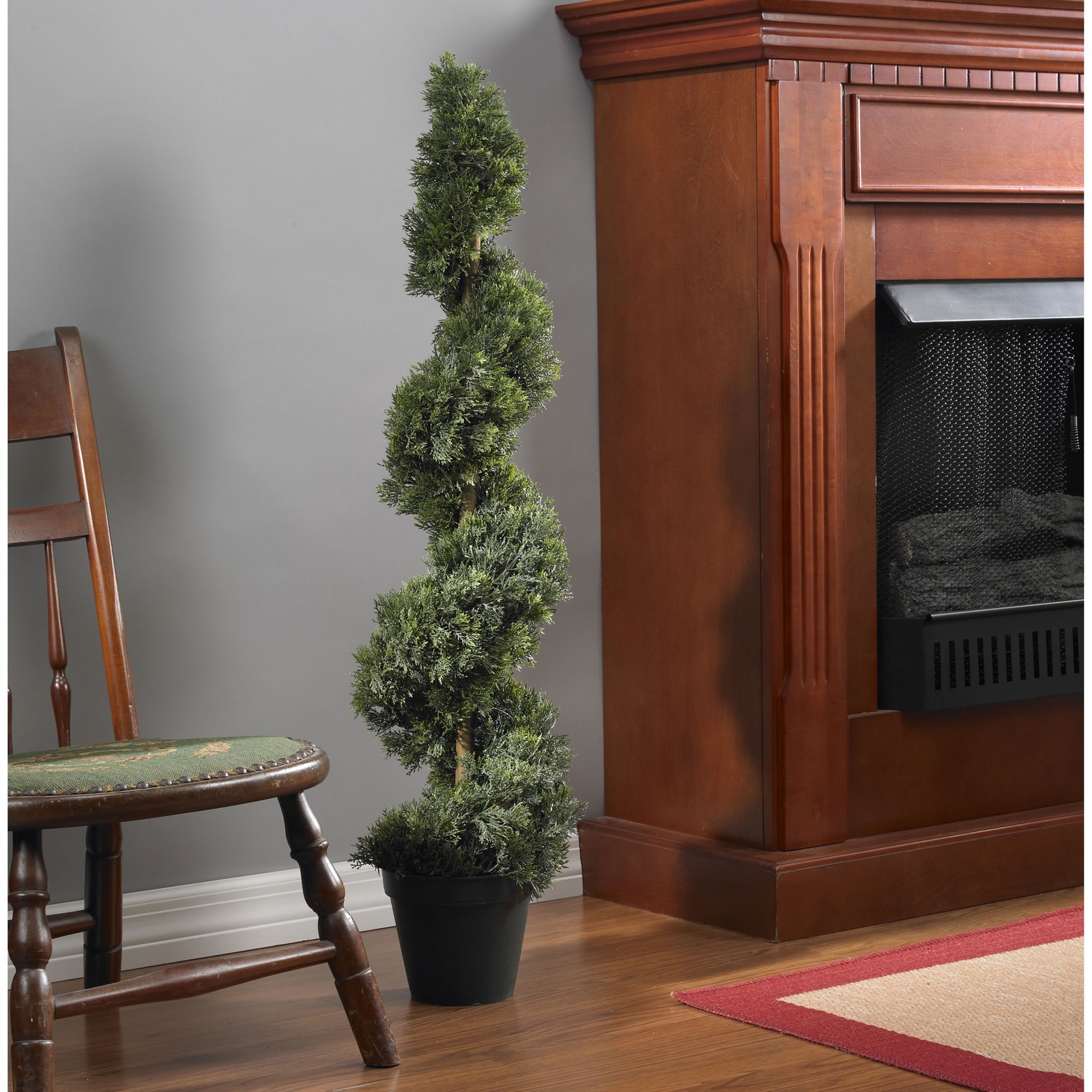 Nearly Natural 3ft Cedar Spiral Silk Tree (Indoor/Outdoor) in Green