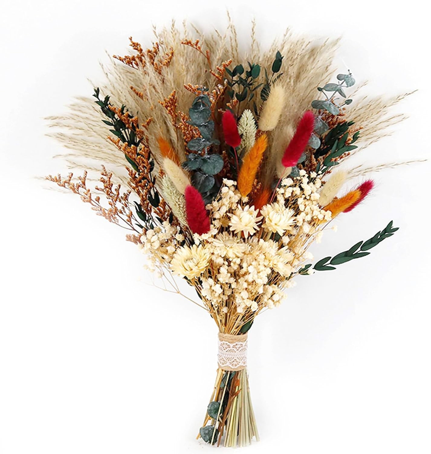 Dried Flower Bouquet,17″ Natural Dried Pampas Grass Decor, Boho Pampas Dried …