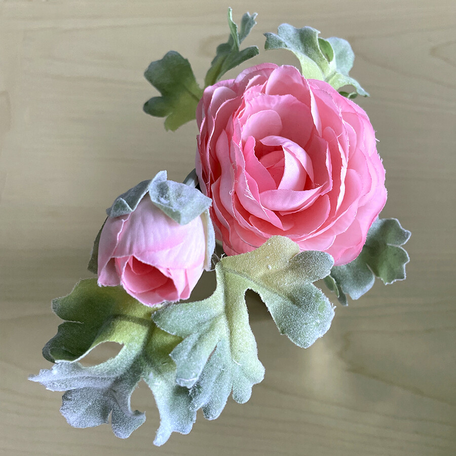 9″ Ranunculus in Mercury Glass Vase