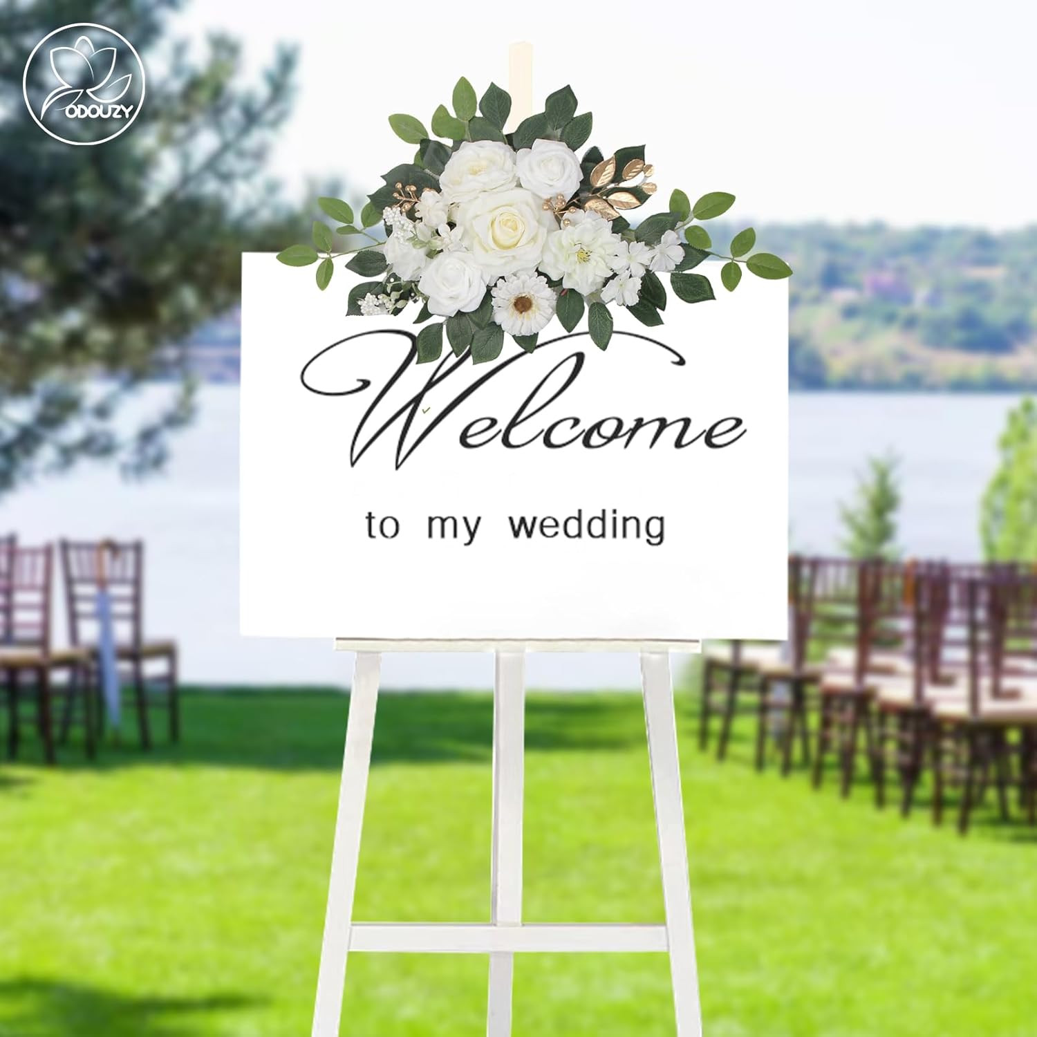 Elegant White Artificial Flower Arch Decor for Weddings – 2Pcs Set