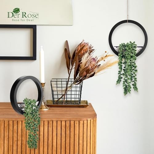 2 Pack Artificial Succulent Plants in Black Pots – Hanging Decor for Living Room