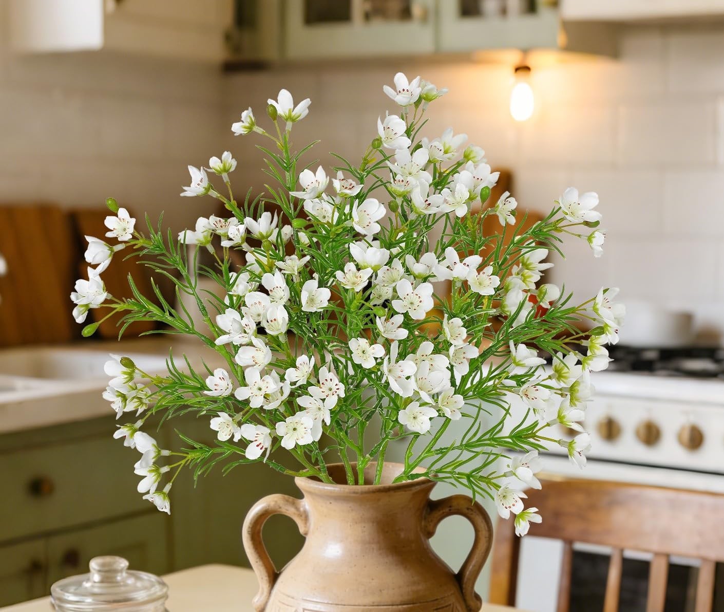 5 PCS White 18 Inch Artificial Silk Spring Wildflowers Summer Flower Bouquet