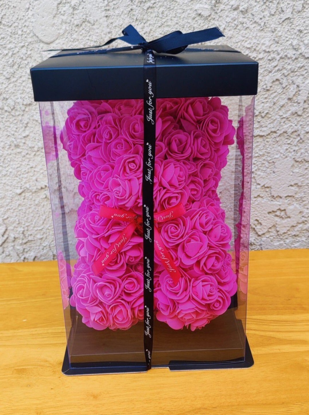 Beautiful Flower Floral Foam Rose Teddy Bear Graduation Gifts Pink Color