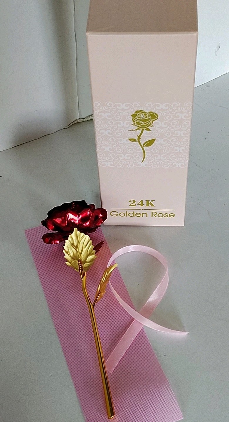 24K Golden Dipped Red Rose Lightweight Valentines Birthday Wedding Gift Box