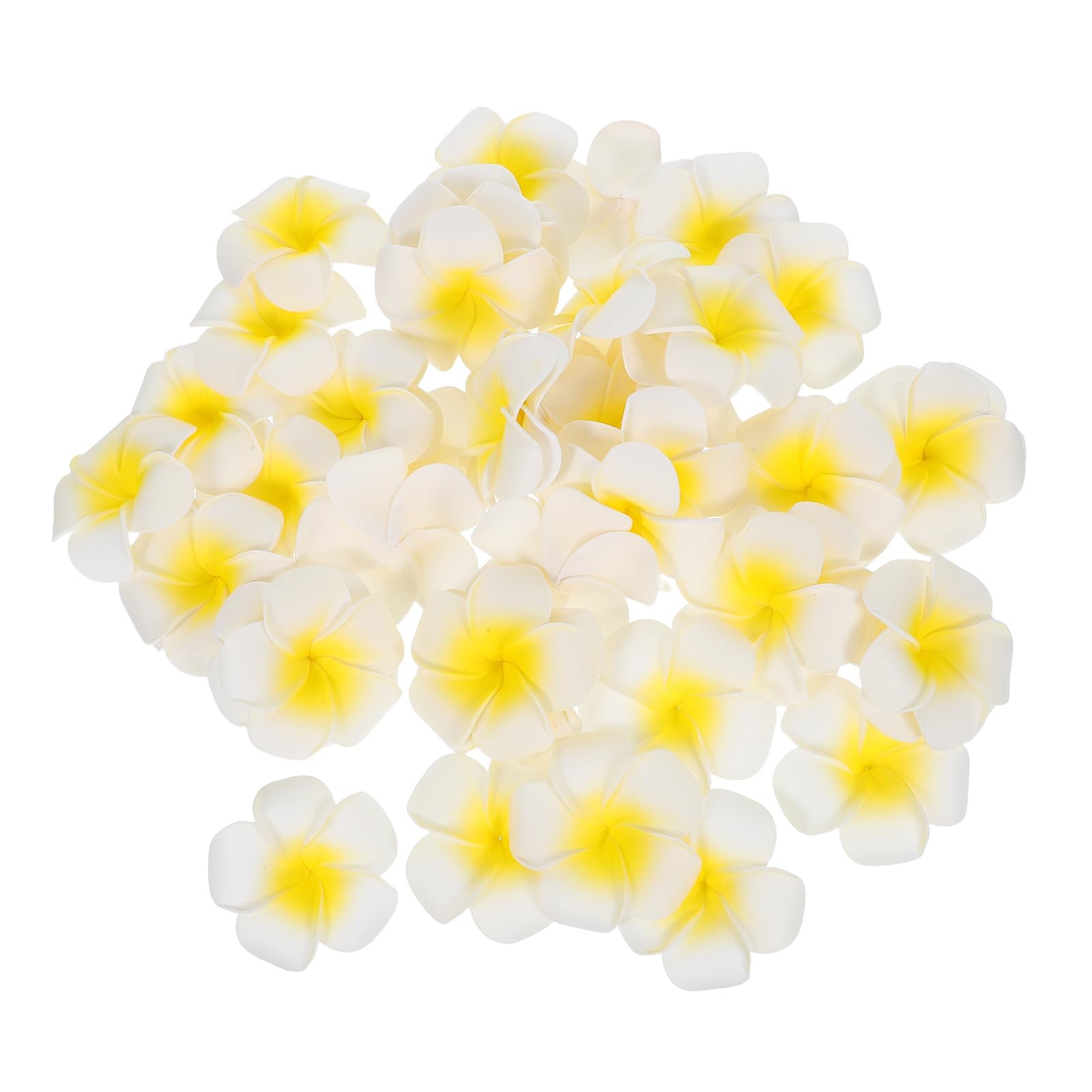 50Pcs Artificial Plumeria Flowers: 2.28-Inch White Foam Frangipani Heads for …