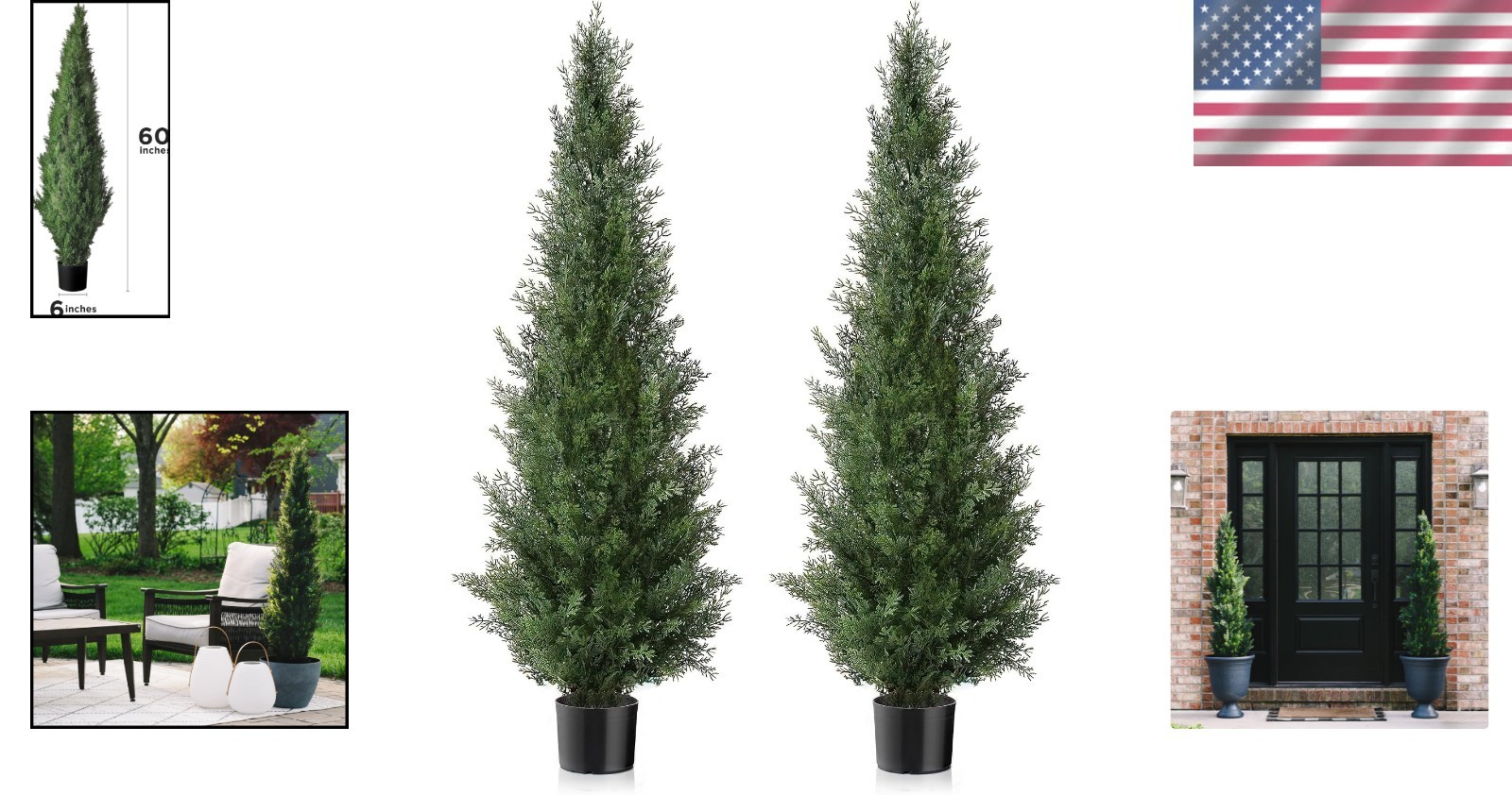 Porch & Garden Decor: 5ft Faux Cedar Trees, Set of 2