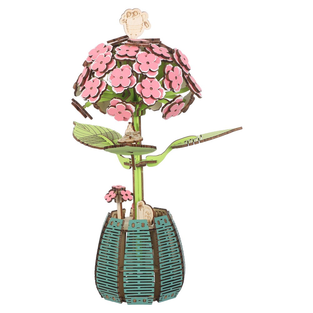 Wooden Hydrangea Bouquet Puzzle Kit Desktop Flower Model Building Set