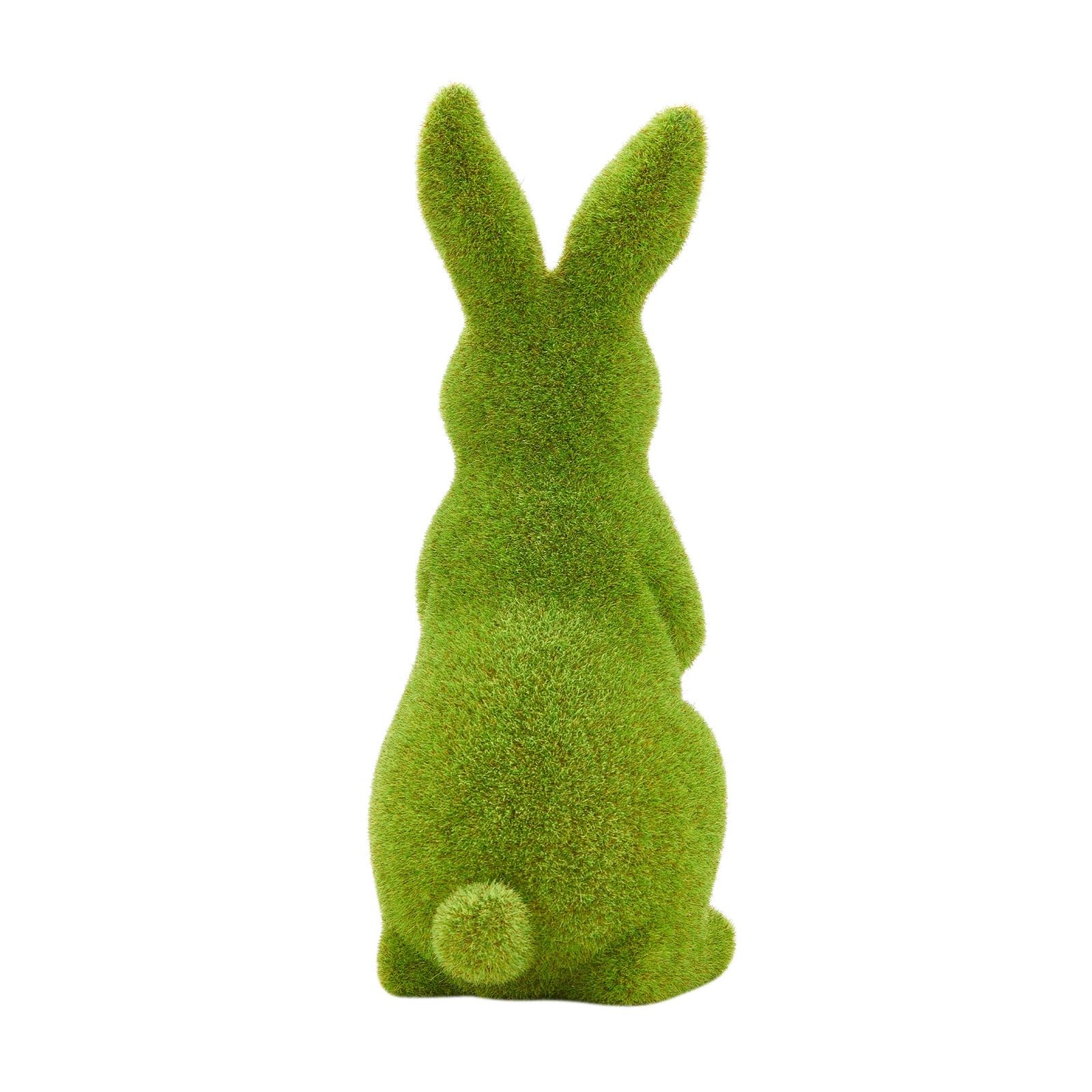 Easter Bunny Decorative Ornament Artificial Green Moss Rabbit 9.5 In Stand