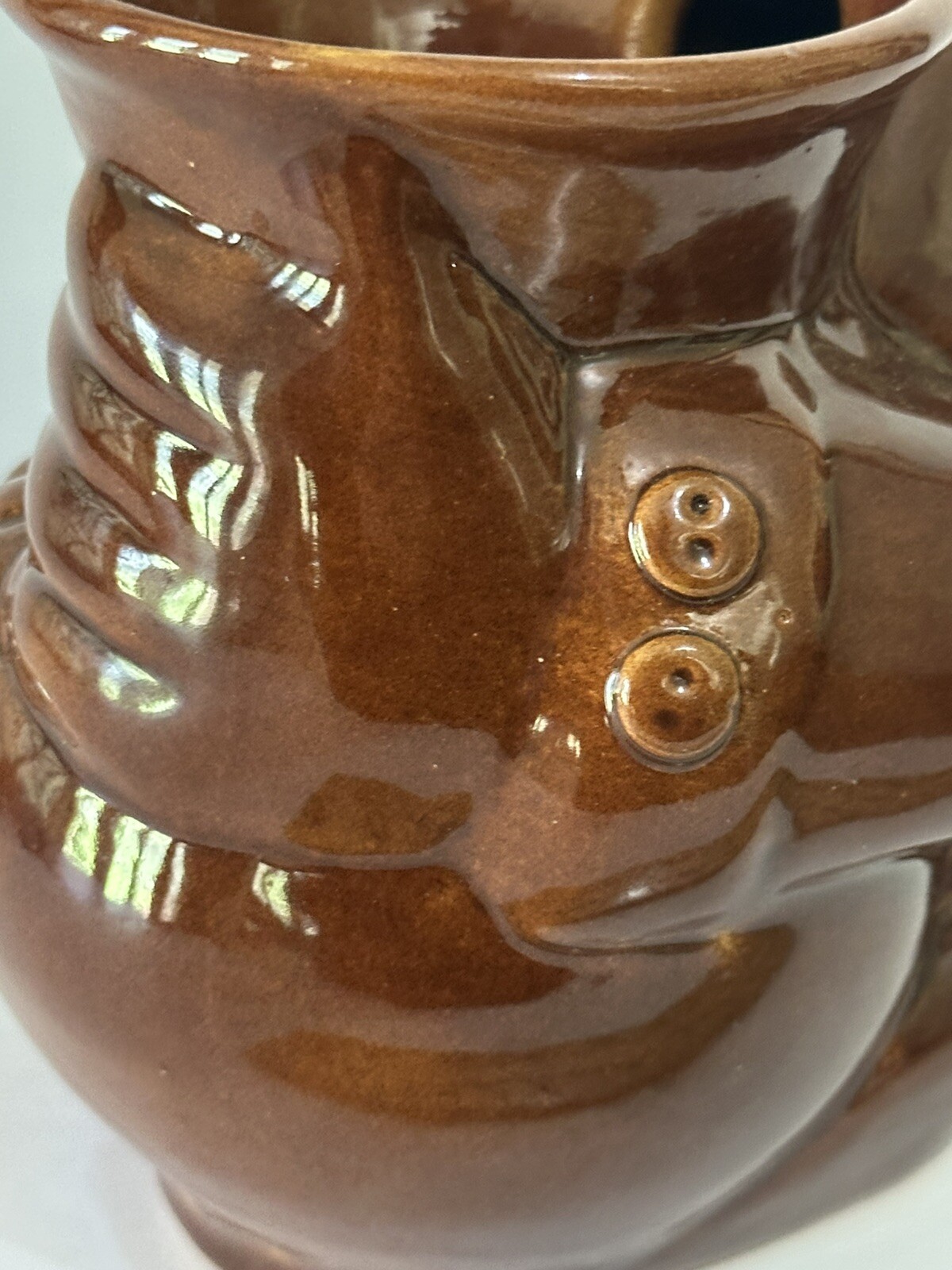 VTG handmade Russian planter Unique head Face 1941 Vase Flower Pot Brown Glaze