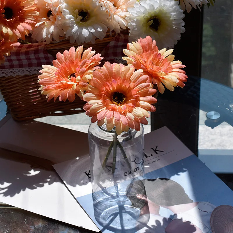 1Pc/3Pc/6Pc Artificial Silk Gerbera Flowers Wedding Home Verandahs Table Decor F