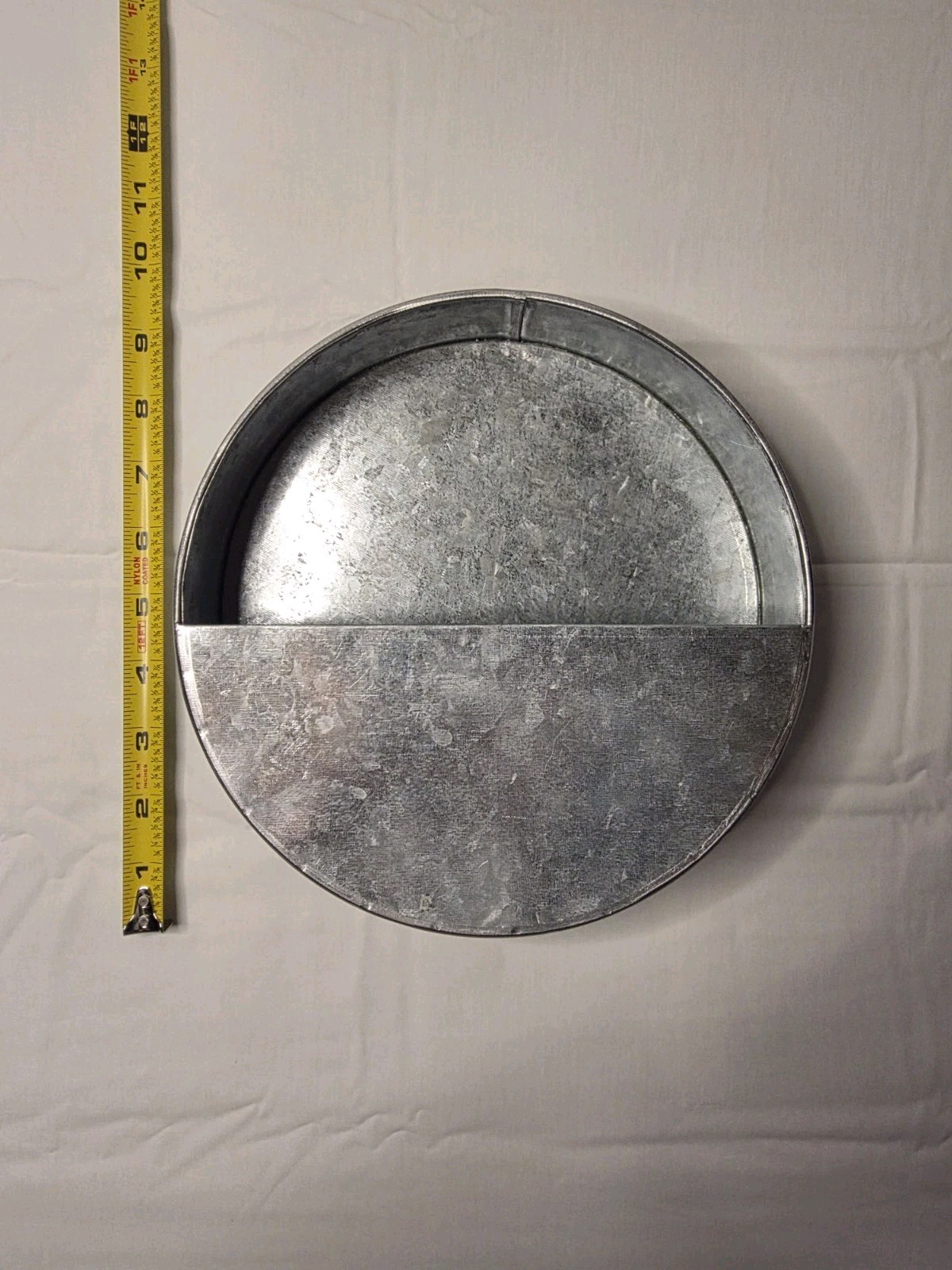 Galvanized Metal Round Wall Decorative Tray. 9″x9″x2″