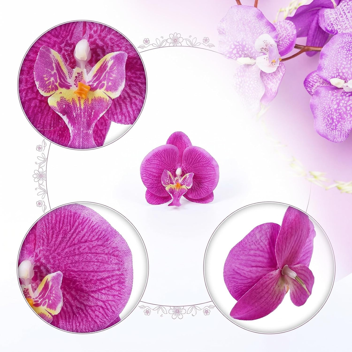 24PCS Artificial Orchid Flower Heads Silk Phalaenopsis DIY Wedding Craft Decor S