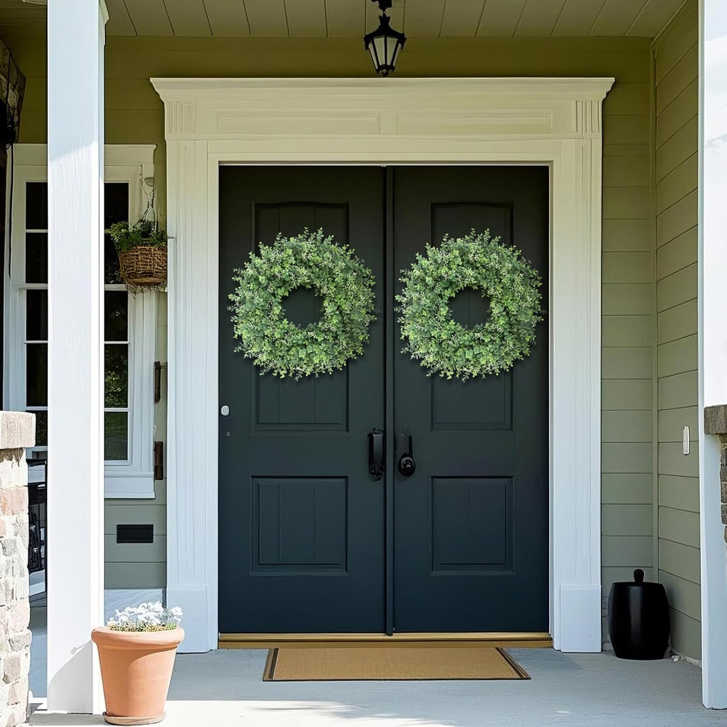 26” Eucalyptus Wreath for Front Door – Large Artificial Eucalyptus Leaves with
