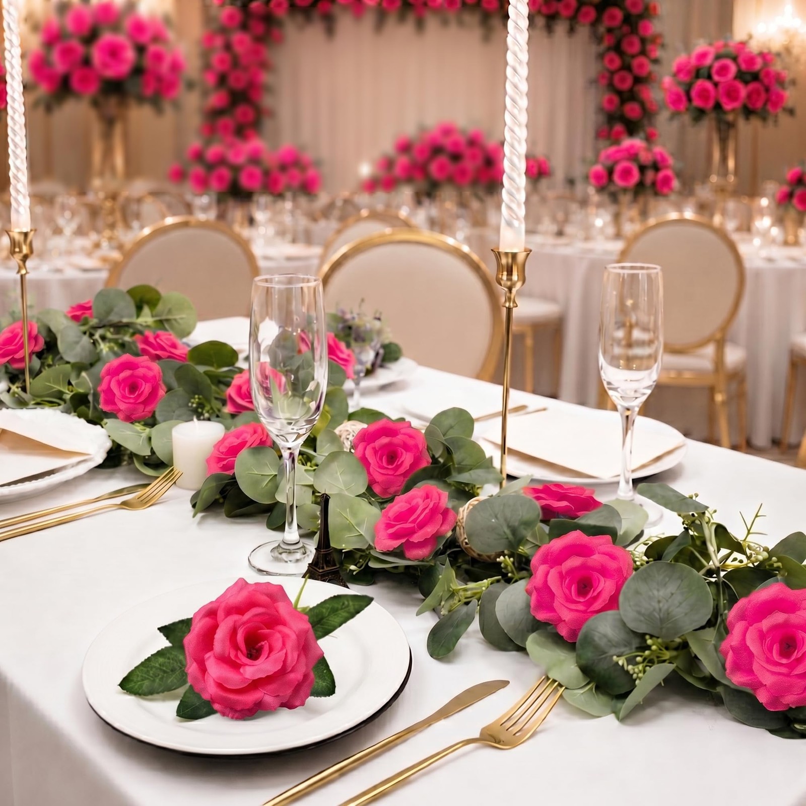 Rose Artificial Flowers, 50Pcs White Roses Head Flowers Bulk with Stem, 3 Inc…