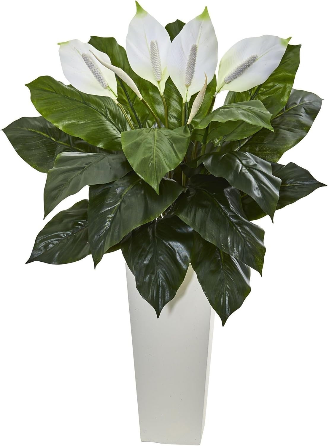 3Ft. Spathiphyllum Faux Plant in Elegant White Tower Planter