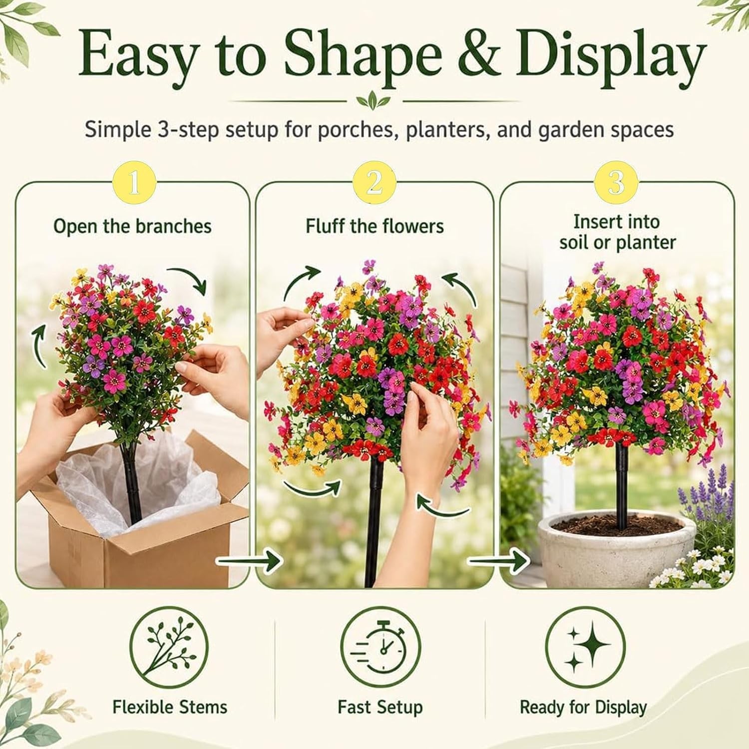 Artificial Violet Flowers with Ground Spike Fake Plants Garden Patio Yard Decor