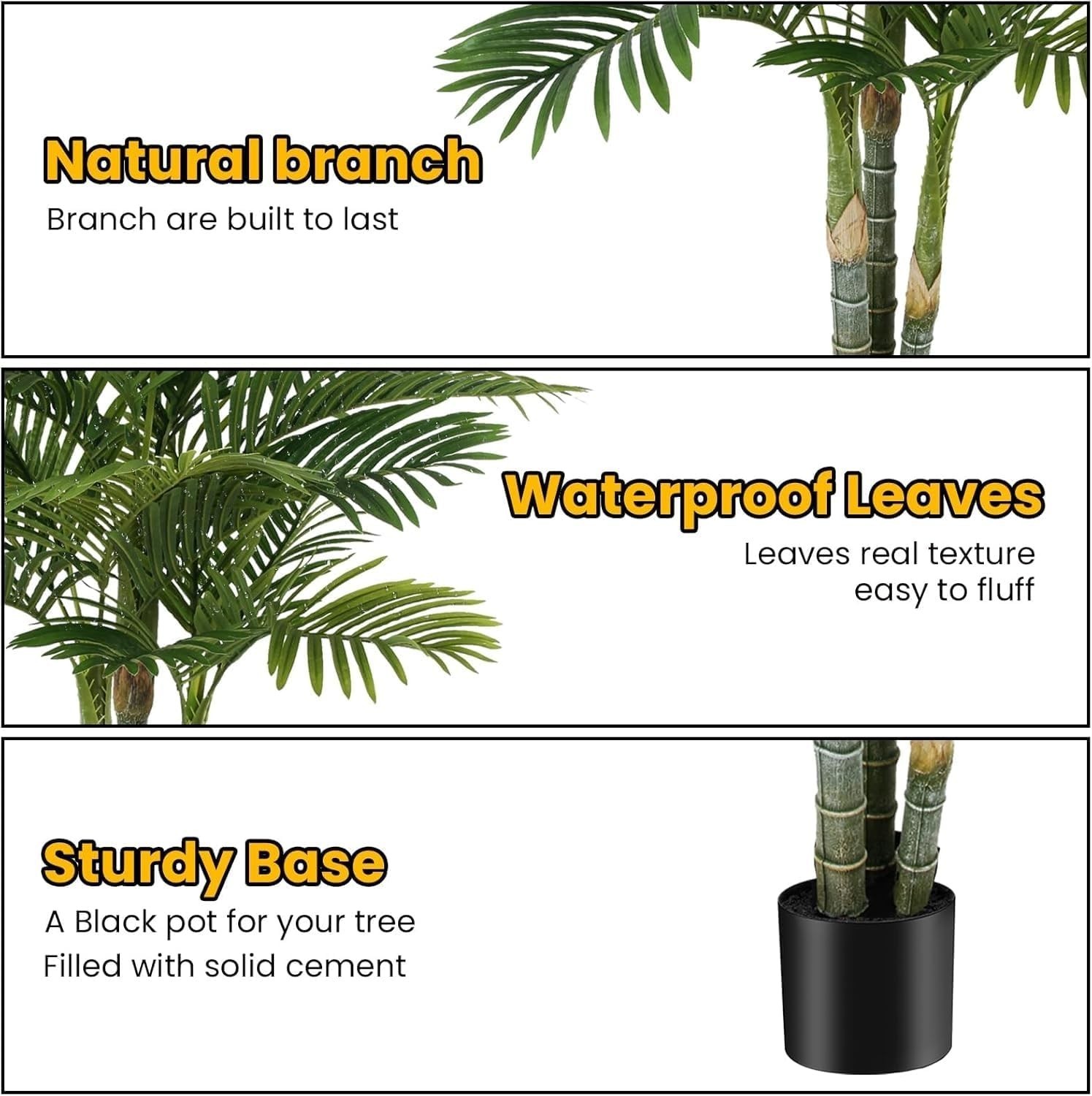 Vibrant 4ft Faux Golden Cane Palm Tree – Lush Indoor/Outdoor Greenery in 2 Pack