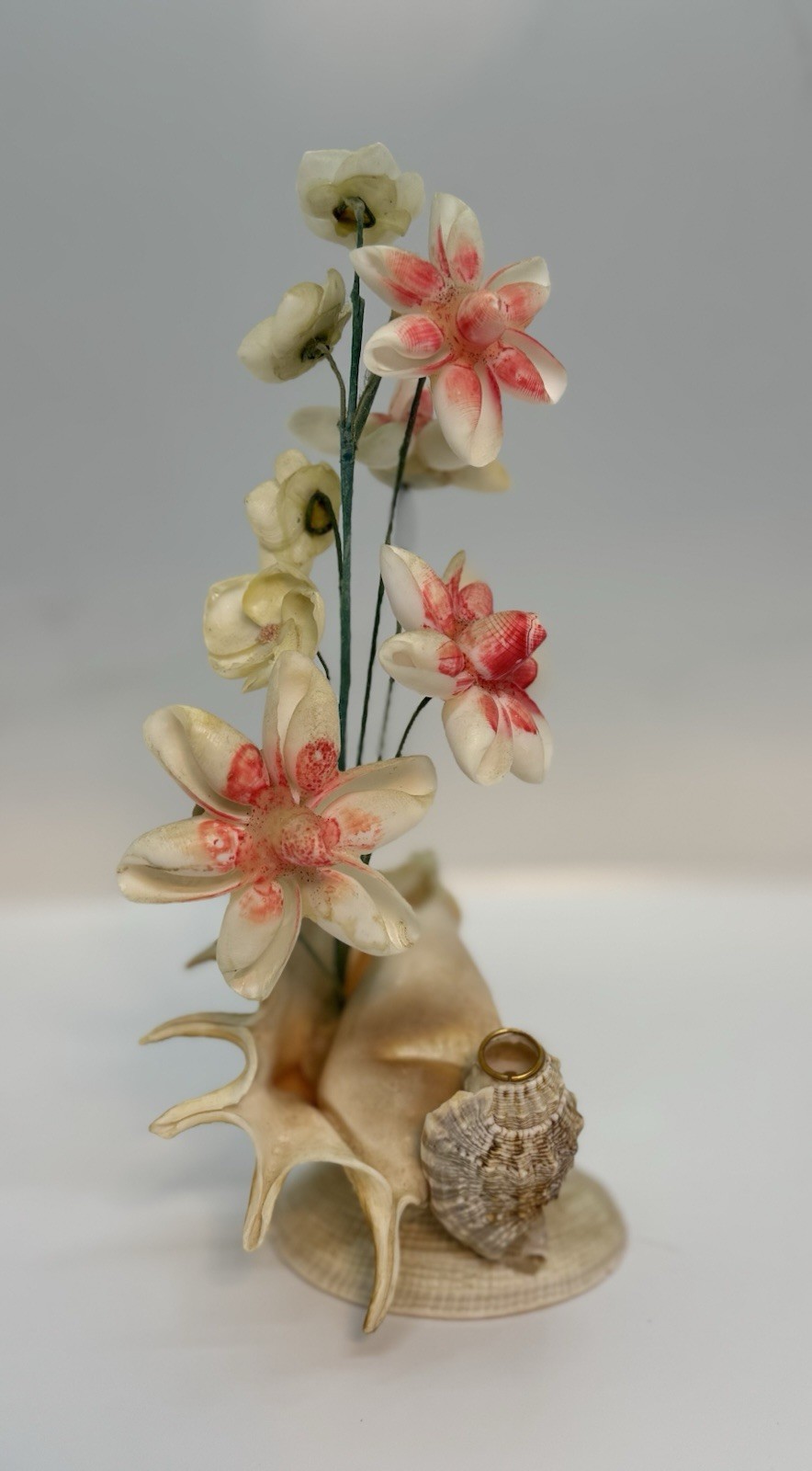 Vintage Seashell Shell Art Flower Arrangement Vase Pencil Holder MCM Circa 1950s