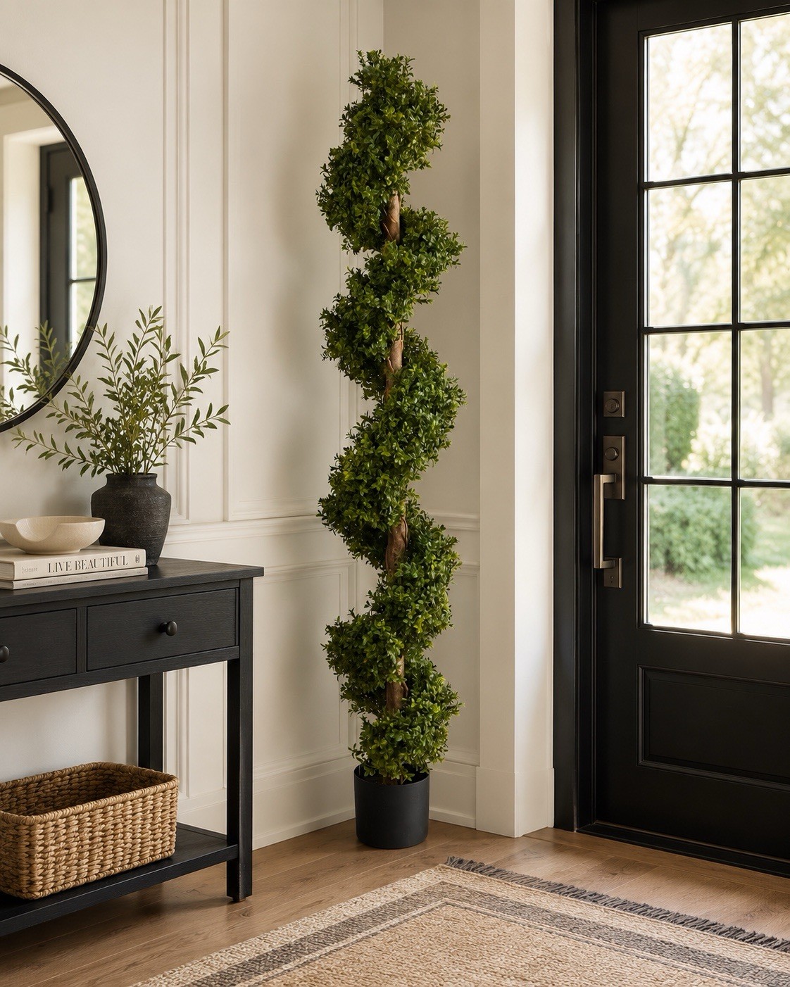6’ Topiary Boxwood Spiral Artificial Tree UV Indoor/Outdoor. Retail $199