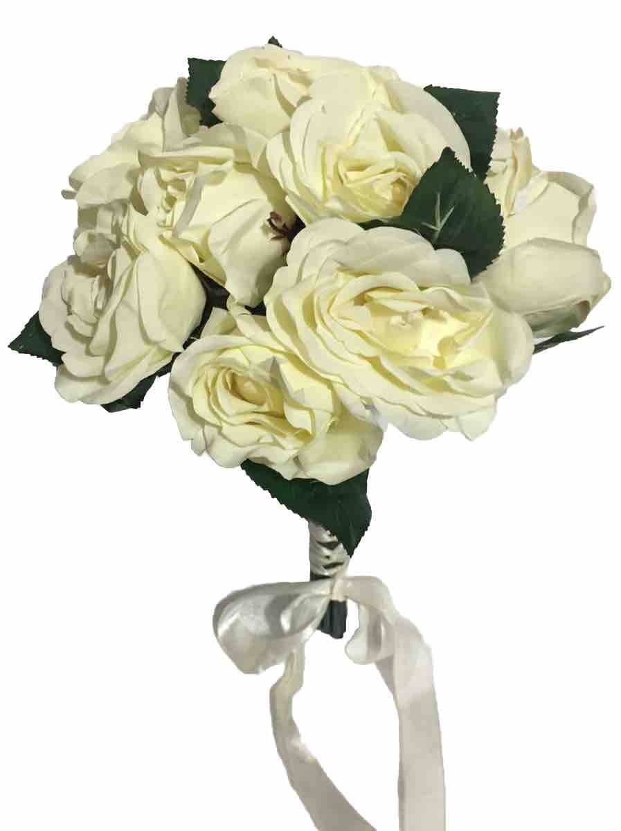 White Rose Artificial Flowers Handheld Flowers Artificial ￼￼￼Bouquet wedding￼ 10