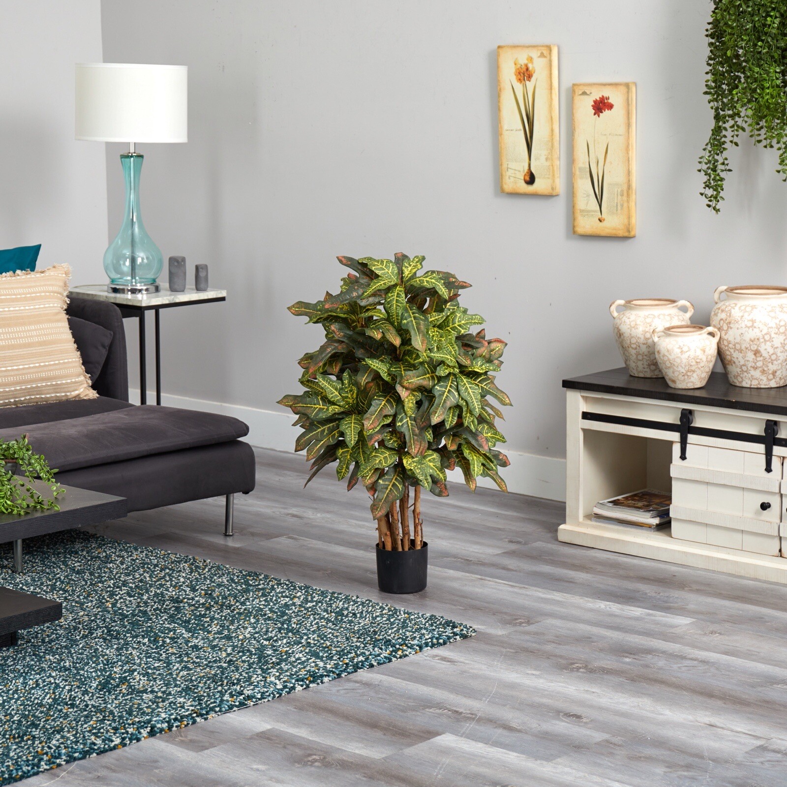 3’ Croton Artificial Tree w/Natural Trunks & 180 Lvs Home Decor. Retail $124