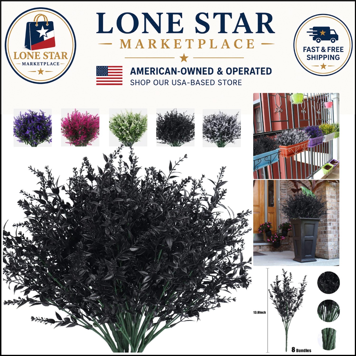 Versatile Faux Lavender Plants: Perfect for Gardens, Porches & Window Boxes