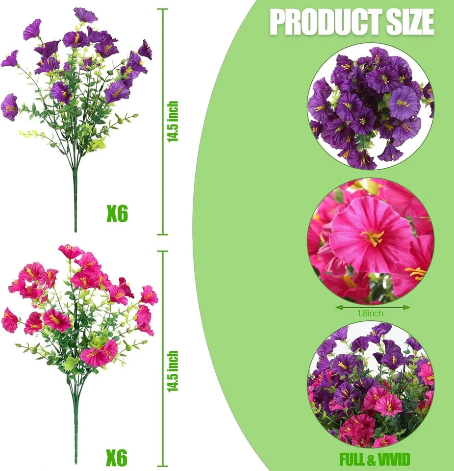 Artificial Flowers for Outdoors 12 Bundles Realistic Faux Plants UV Resistant Fa