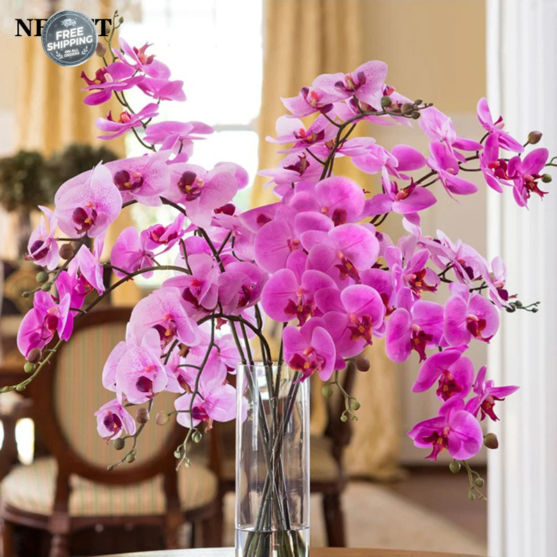 9 Heads 98cm Artificial Butterfly Orchid Flowers Fake Moth Orchids Flowers