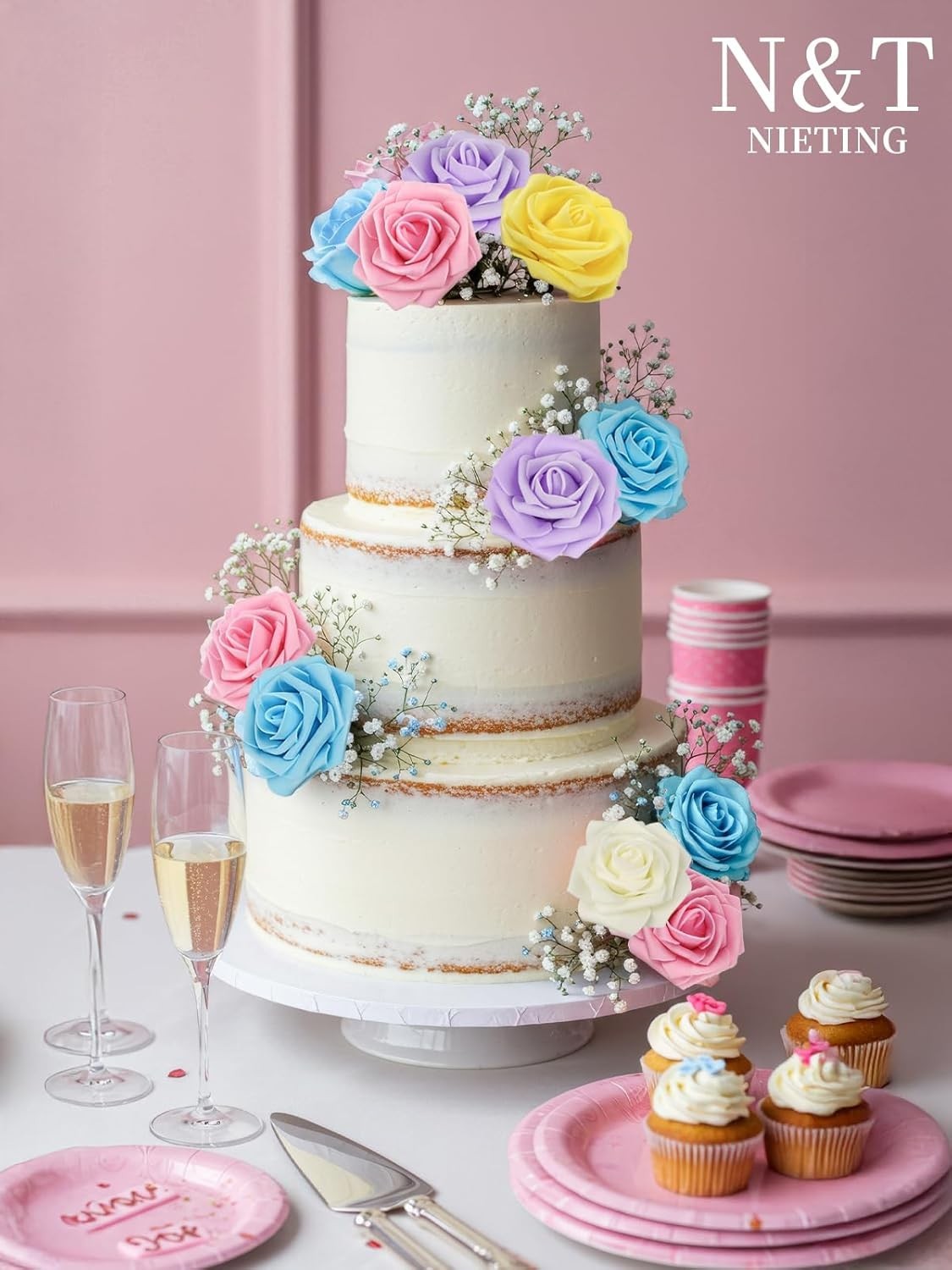 Artificial Flowers Easter, Fake Flowers Roses Perfect for DIY Wedding Bridal …