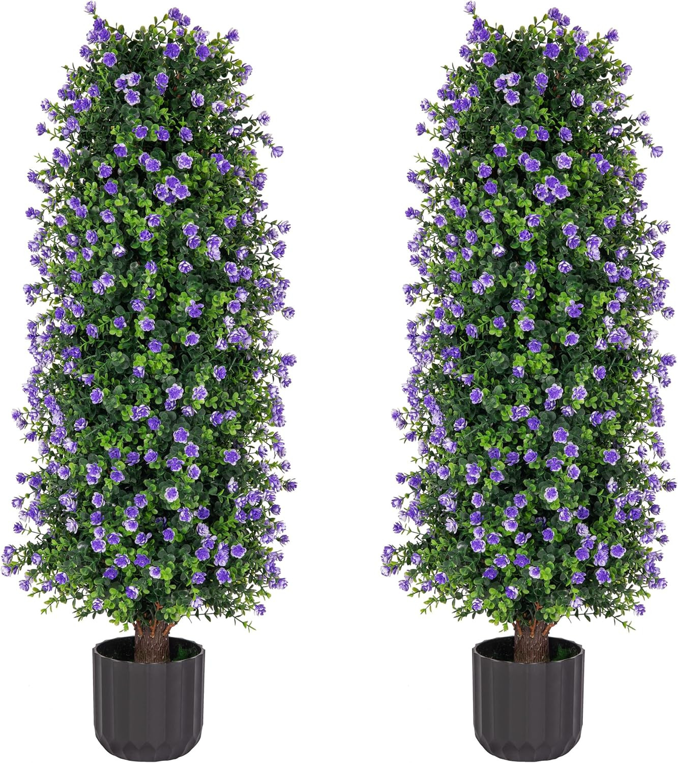 2 Pack 3FT Purple Artificial Rose Tree – Faux Floral Plant for Home Decor