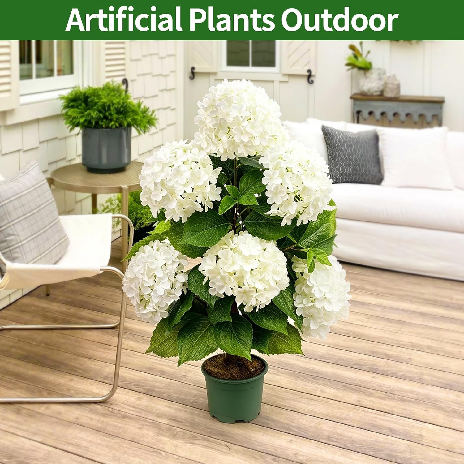 Faux Hydrangea Tree – 30 Inch Hydrangea Tree Artificial with White Flowers, UV R