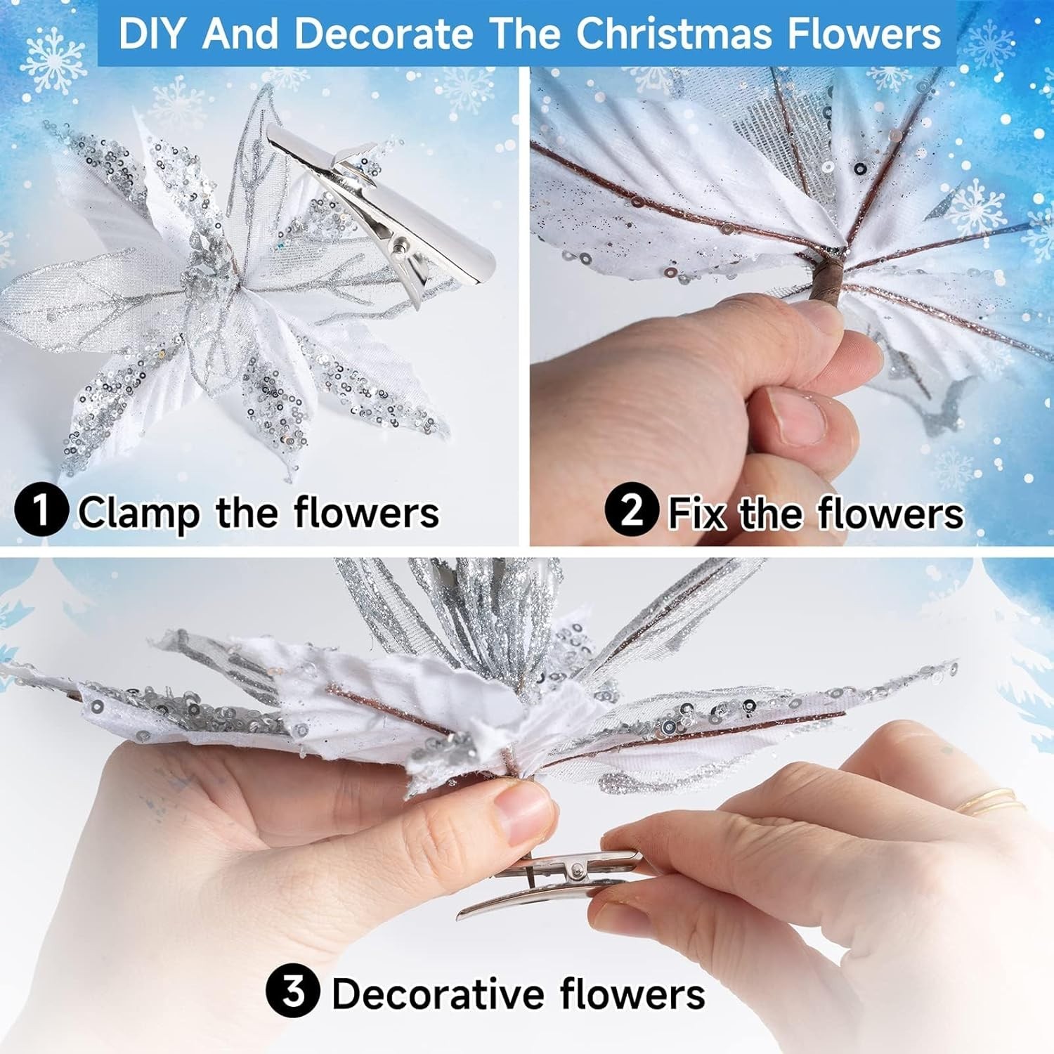 48Pcs Metal Clips, Small Roach Clips for Christmas Flowers Decorations Tree, …