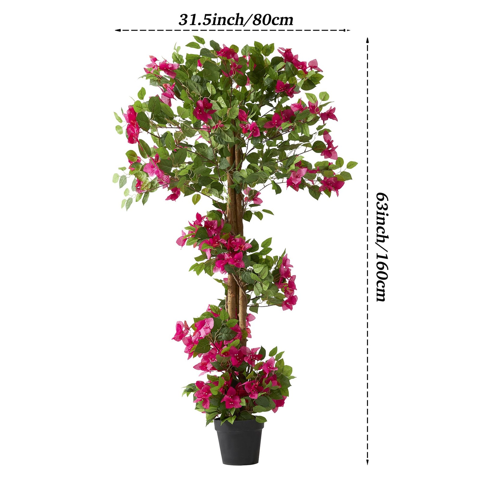 1 Pack 63″ Artificial Bougainvillea Tree, Realistic Fake Plants with Planter,…