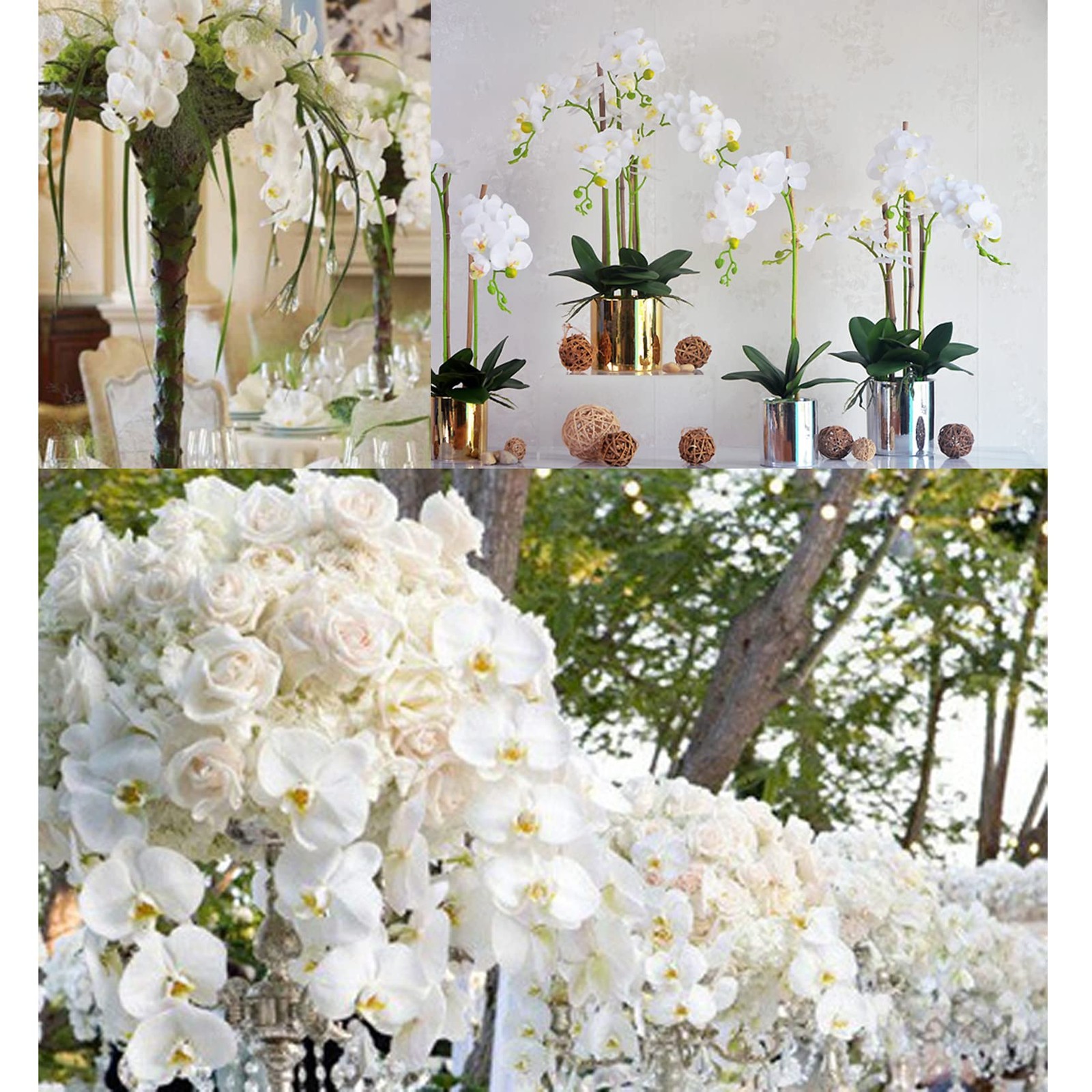 5 Pcs Artificial Orchid Flowers and 2 Bundles Leaves,Artificial Phalaenopsis …