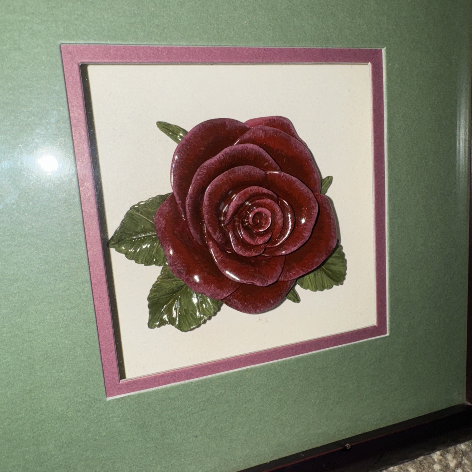 Bright Star Designs Porcelain Rose Shadow Box Wall Art Floral Decor